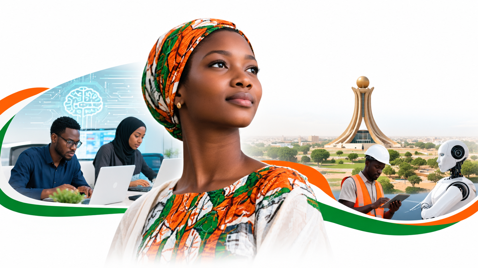 Jeunes développeurs nigériens au travail dans un espace de formation numérique à Niamey