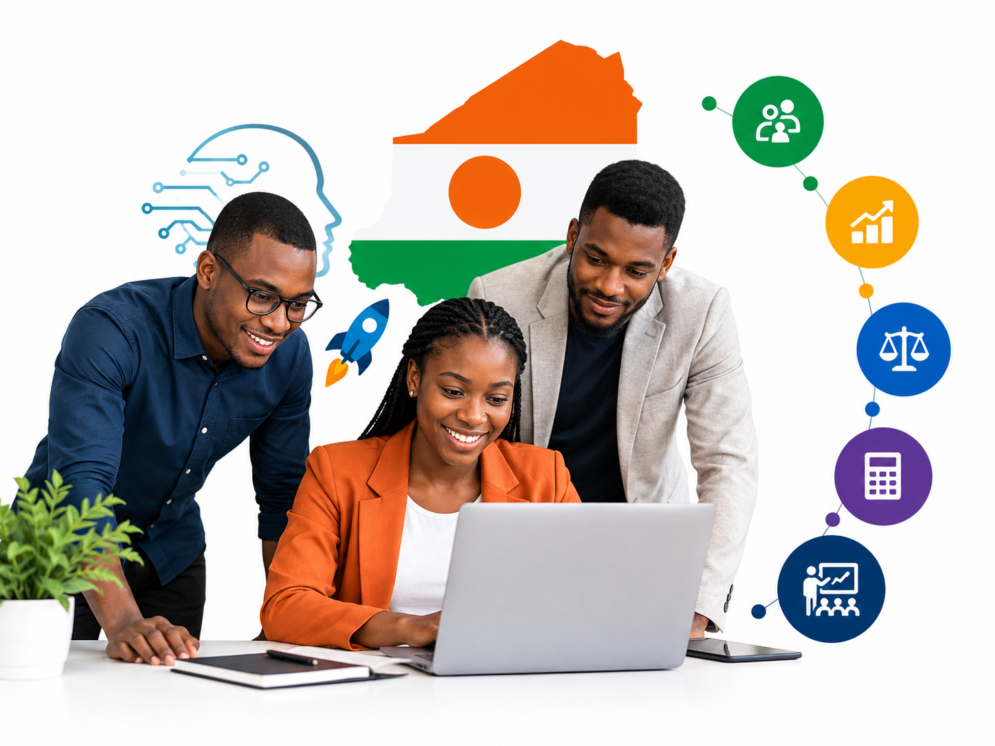 Session de mentorat entre un fondateur de startup et un mentor ANSAI à Niamey